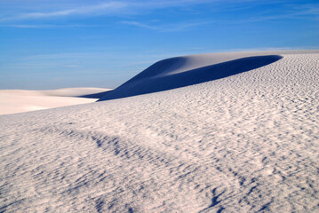 white sand dunes at late afternoon in White Sands National Park