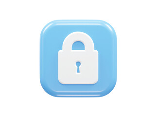 Security icon lock 3d vector rendering transparent element 