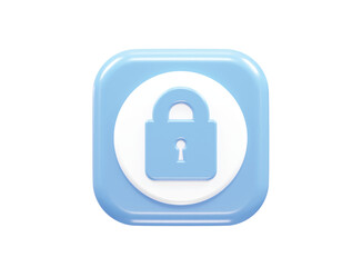 Security icon lock 3d vector rendering transparent element 