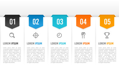 Infographic 5 Processes to Success. Timeline, Roadmap, and Planning. Vector illustration.
