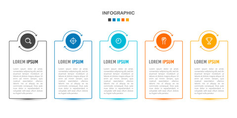 Infographic frame with icons 5 options to success. Vector illustration.