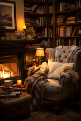 living room with fireplace