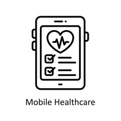 Mobile Healthcare Outline  Icon Design illustration. Pharmacy Symbol on White background EPS 10 File