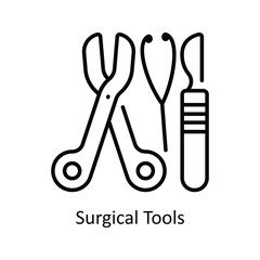 Surgical Tools Outline  Icon Design illustration. Pharmacy Symbol on White background EPS 10 File