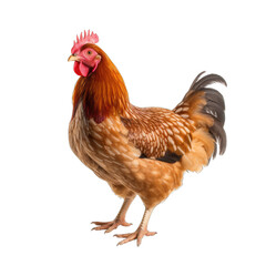 Brown hen isolated on transparent background. Chicken isolated