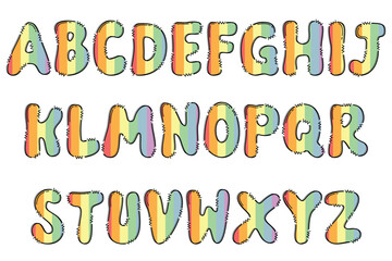 Handcrafted Pastel Rainbow letters color creative art typographic design