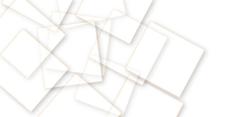 Abstract white square shape with gold line futuristic concept background.  Abstract white background with square gold line shapes.  Vector illustration design for presentation, banner, cover, web, 