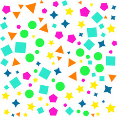 Color pattern, multicolored geometric shapes on white background, vector illustration