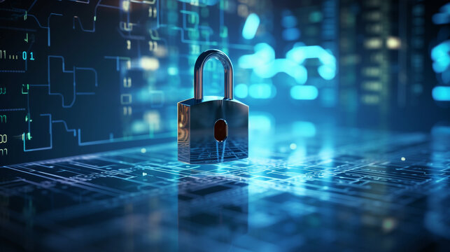 data protection and internet security concepts, security lock. Generative Ai.