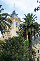Malaga Town Hall (Ayuntamiento de Malaga) in a summer day in the morning in Malaga, Spain