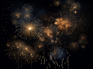 fireworks in the night sky. Fireworks in the night sky. Festive background with fireworks. - obrazy, fototapety, plakaty