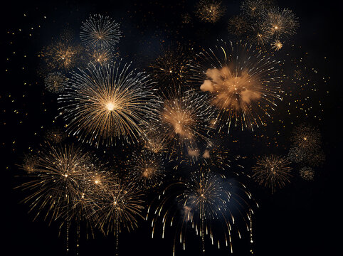 fireworks in the night sky. Fireworks in the night sky. Festive background with fireworks.