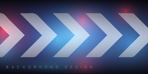 arrow layers overlapping on blue background with neon glow effect. technology background for design