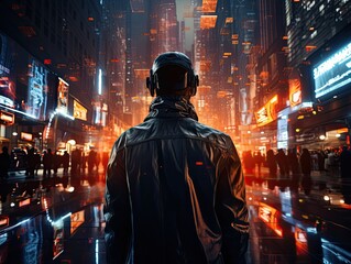 Obraz premium Capture the futuristic atmosphere of a processor background with a mix of neon colors, using dynamic lightning effects and innovative photo manipulation to create an artwork