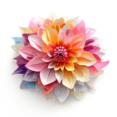 a vibrant flower in bloom, 3D rendering, white background