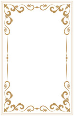 vintage gold border. Border frame with royalty ornaments on white background.