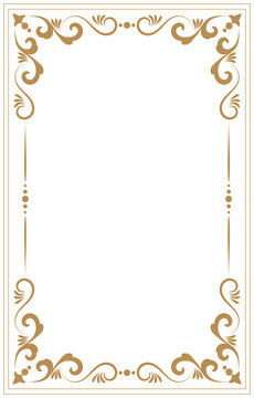 vintage gold border. Border frame with royalty ornaments on white background.