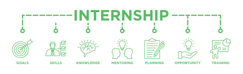 Internship Banner Web Icon Vector	