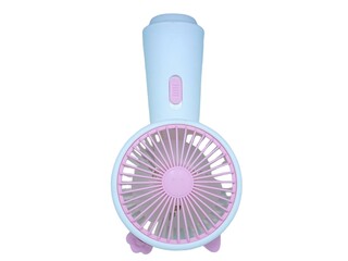 Mini electric fan with handle, isolated on white background. Concept : Portable electrical equipment that very useful when hot weather