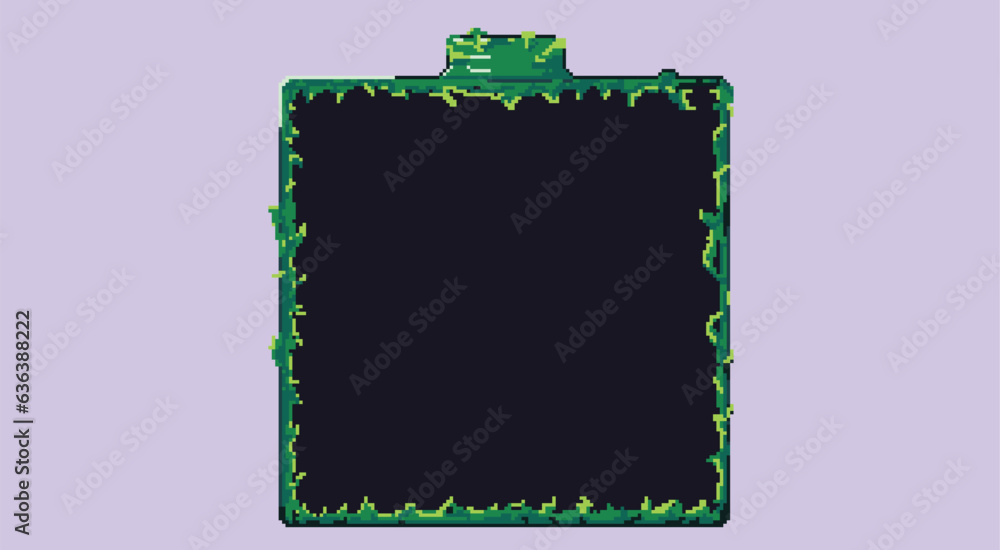 Poster pixelated art of frame, 8bit square frame with pixelated bladygrass . black screen overlay pixelated