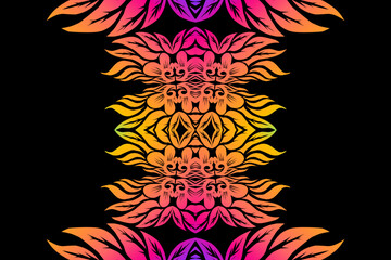 Beautiful classic design colourful  background with flower leaf line art pattern of indonesian culture traditional batik
