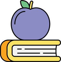 Book With Apple Color outline icon design style