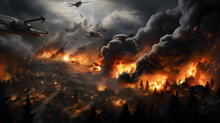 Naklejka premium fire in the forest