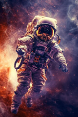 Astronaut floats in space and exploring the universe