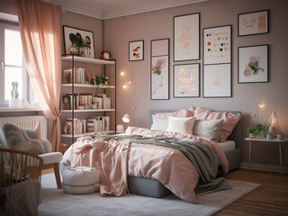 Classic bedroom interior boasting bright, refined ambiance. AI Generated.