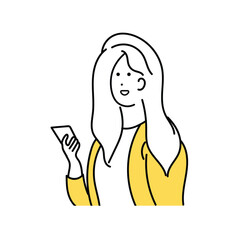 携帯電話を操作するビジネスウーマンのイラスト素材