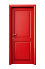 Red door isolated on transparent background. PNG format