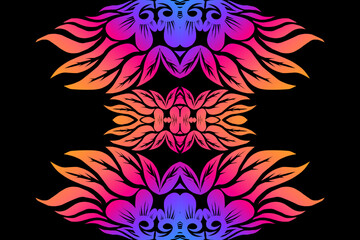 Beautiful classic design colourful  background with flower leaf line art pattern of indonesian culture traditional batik
