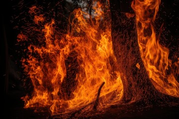 Dancing fire in orange hues, mesmerizing flames., generative IA