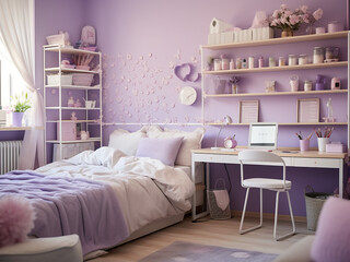 Provence bedroom interior boasting a bright, timeless charm. AI Generated.