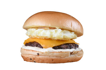 banner sandwich meat burger with cheese and mayonnaise seamless background with copy space