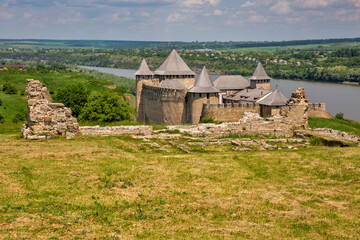 Khotyn Fortress medieval fortification complex in Ukraine.