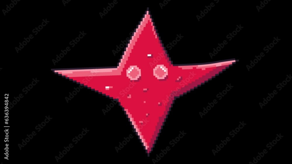 Poster pixel art red star. ease in and simple waving animation of red pixel star. perfect for design or vid