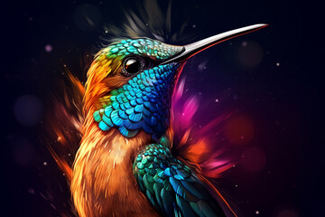 Obraz premium Colorful humming-bird with beautiful nuances, background