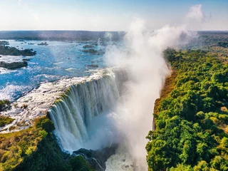 Stof per meter Victoria Falls or Mosi-oa-Tunya between Zambia and Zimbabwe. © Picturellarious