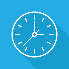 Flat Face Clock Vector Icon, Time Management Icon, Watch, Alarm Clock, Time Icon Design, Seconds, Minutes, Business Hours, Chronometer Symbol, Technology Symbol, Interval Elements Vector Illustration