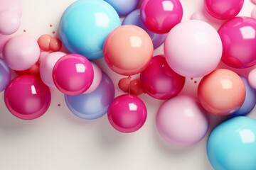 Colorful balloons on white background, 3d rendering. Computer digital drawing.