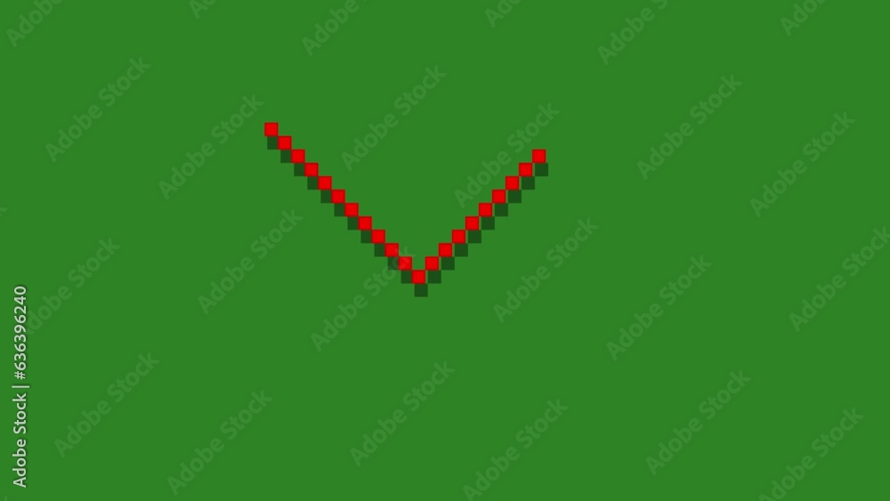 Poster green screen of pixelated art of right sign to cross sign. red approve to disapprove red pixel art a