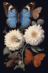 Butterfly Poster with blue nuances