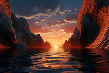 Beautiful seascape. Composition of nature. 3d