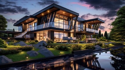 Fototapeta na wymiar Luxury Modern House, Interior Design, Generated by AI