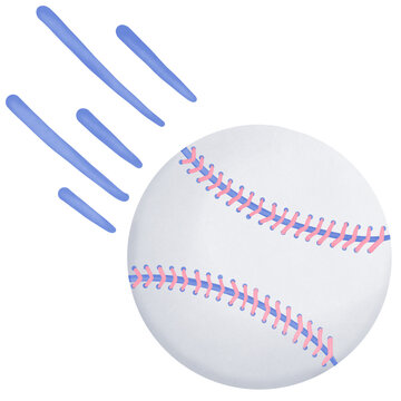 Blue and pink baseball ball isolated on transparent background 