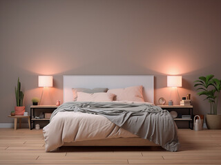 Tranquil minimal bedroom interior, embracing simplicity. AI Generated.