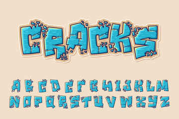 Alphabet Cracked cracks style Graffiti Cartoon vector