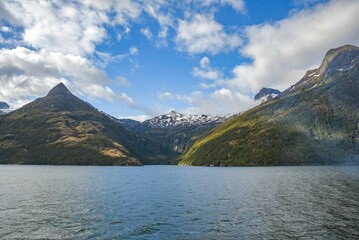 Stunning aerial view of the stunning Beagle Channel's Glacier Alley of the Chilean Fjords