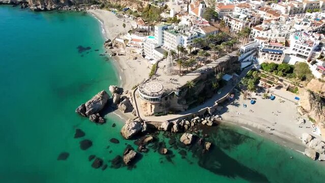Aerial View of Beautiful Nerja Costa Del Sol in Malaga, Spain